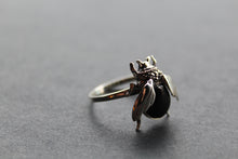 Load image into Gallery viewer, Marcasite &amp; Onyx Beetle Ring
