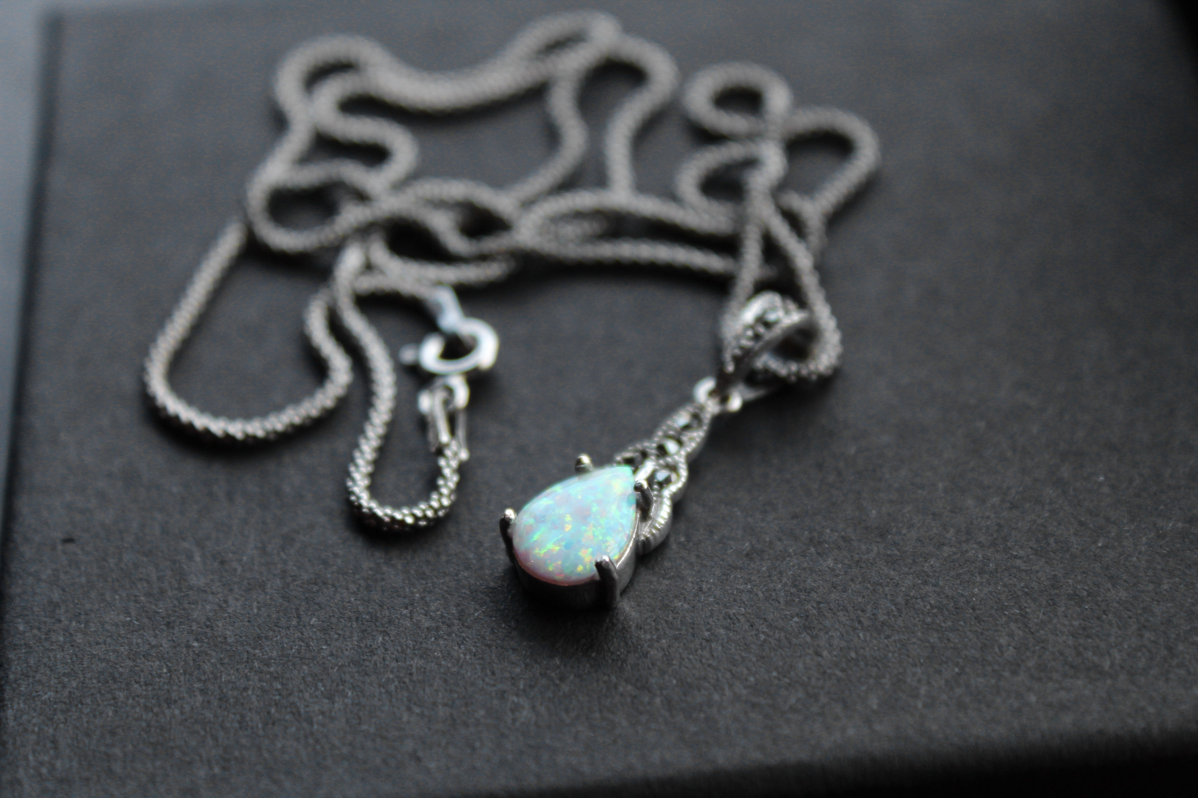 Marcasite and Lab Grown Opal Pendant
