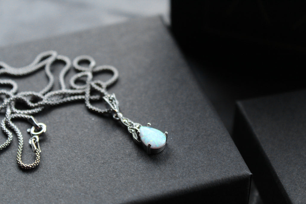 Marcasite and Lab Grown Opal Pendant