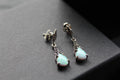 Marcasite and Lab Grown Opalite Drop Earrings