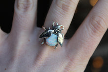 Load image into Gallery viewer, Marcasite and Opalite Beetle Ring
