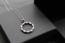 Load image into Gallery viewer, Marquise Clear CZ Circle Pendant with a 16-18&quot; Silver Chain
