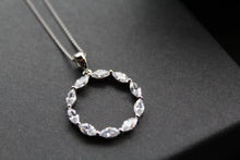 Load image into Gallery viewer, Marquise Clear CZ Circle Pendant with a 16-18&quot; Silver Chain
