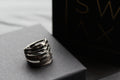 Matt Black Rhodium Multiple Band Ring