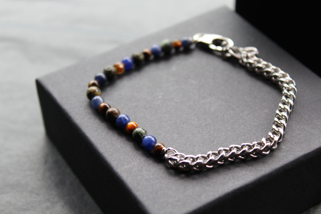 Mixed Tigers Eye & Amazonite Bead Bracelet