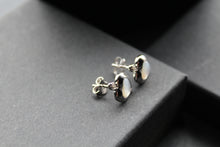 Load image into Gallery viewer, Mother of Pearl and CZ Studs Rhodium Plated
