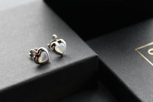 Load image into Gallery viewer, Mother of Pearl and CZ Studs Rhodium Plated
