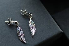 Load image into Gallery viewer, Multi Coloured Feather Drop Earrings
