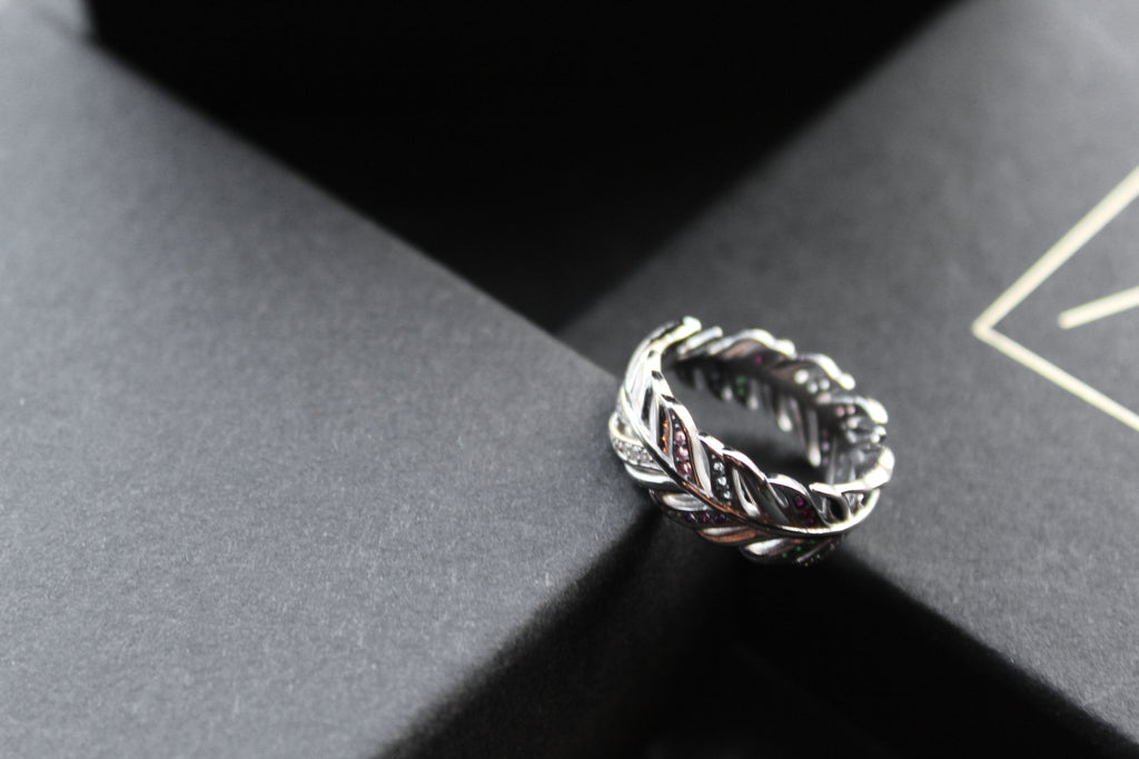 Multi Coloured Feather Ring
