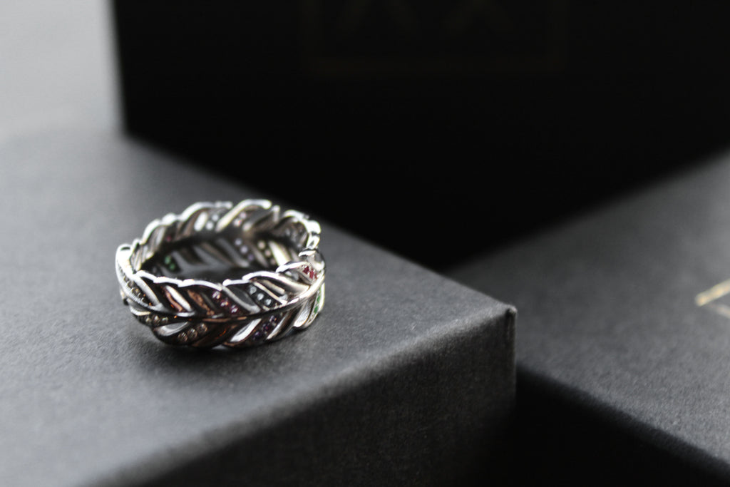 Multi Coloured Feather Ring