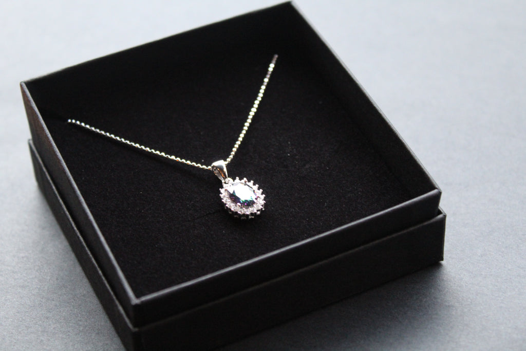 Mystic Topaz & White CZ Oval Cluster Pendant