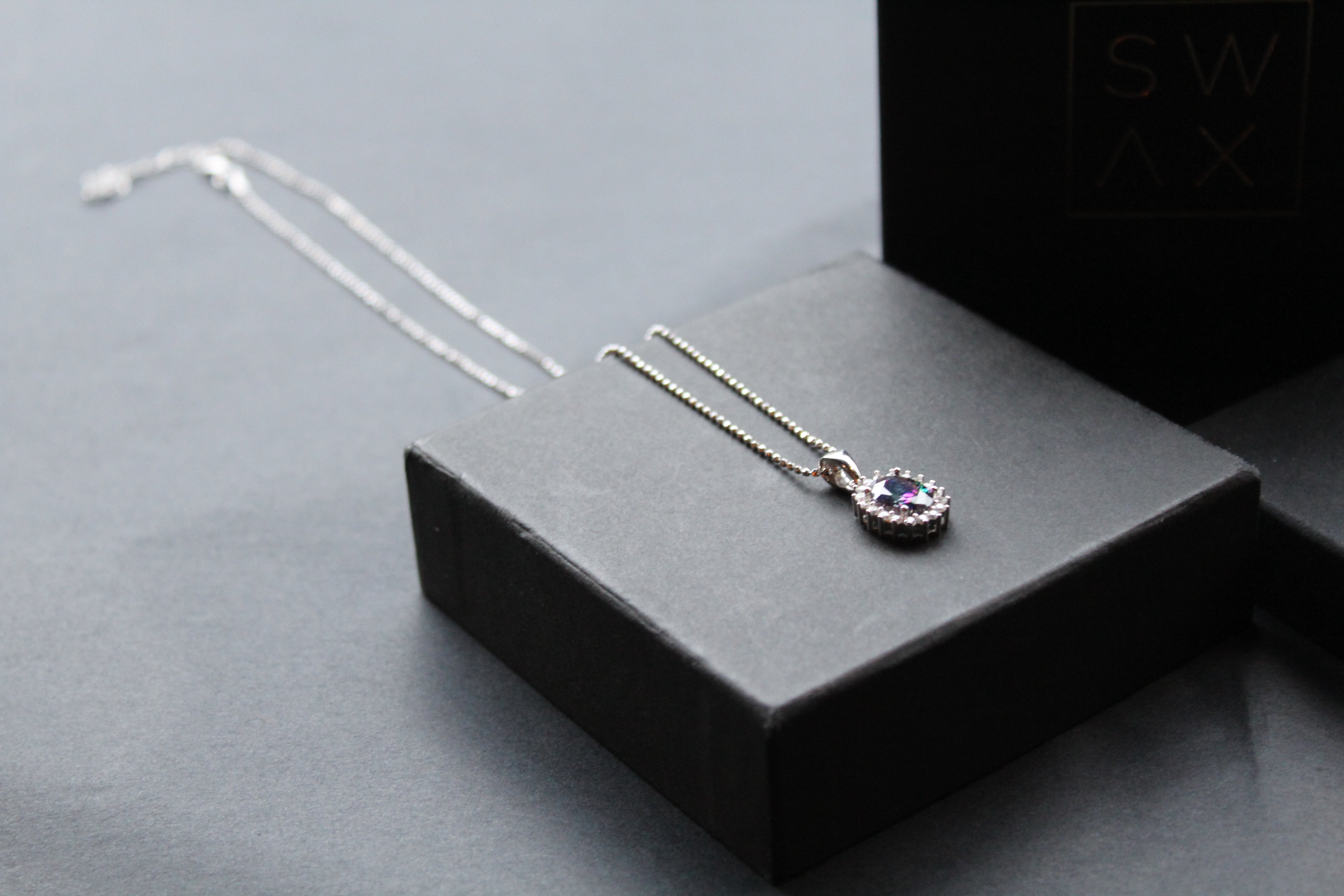 Mystic Topaz & White CZ Oval Cluster Pendant