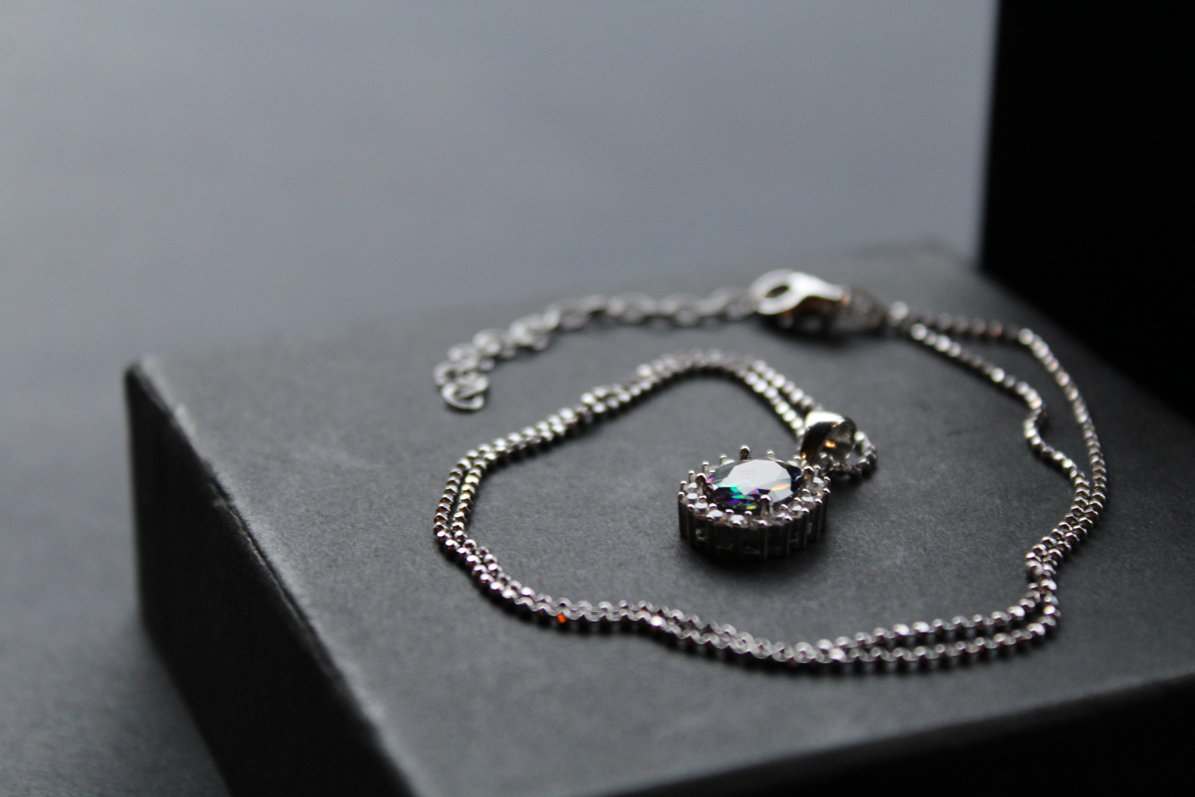 Mystic Topaz & White CZ Oval Cluster Pendant