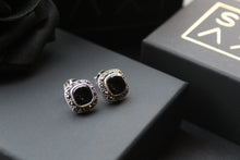 Load image into Gallery viewer, Onyx Marcasite Studs
