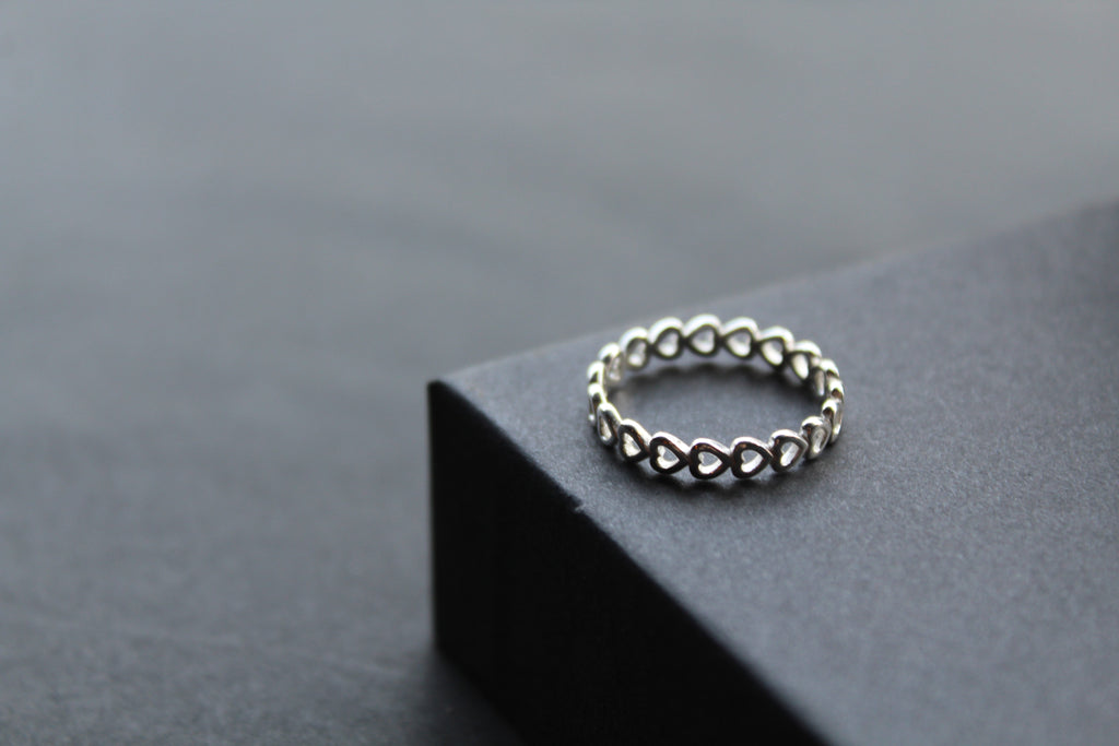 Open Silver Hearts Band Ring