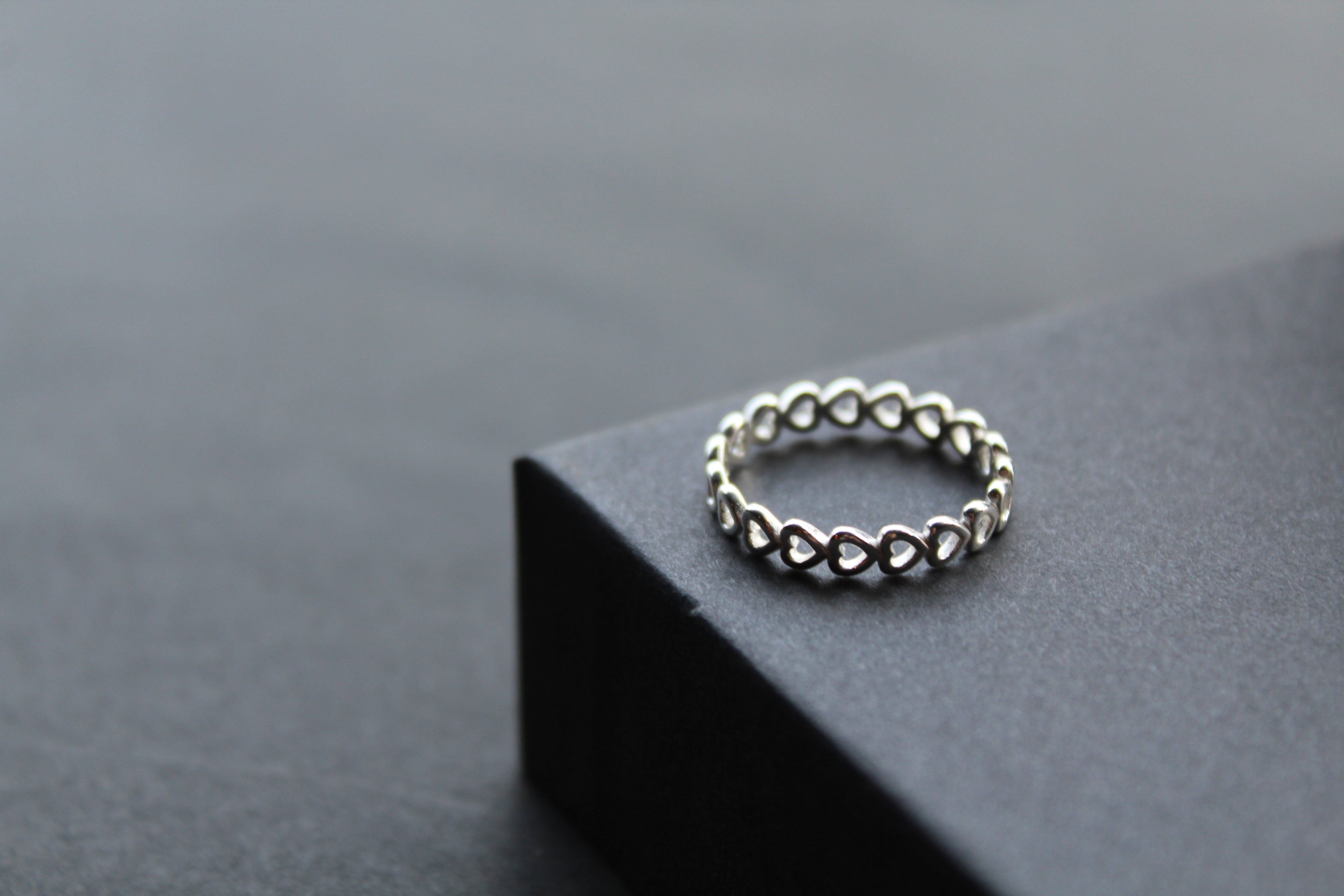 Open Silver Hearts Band Ring