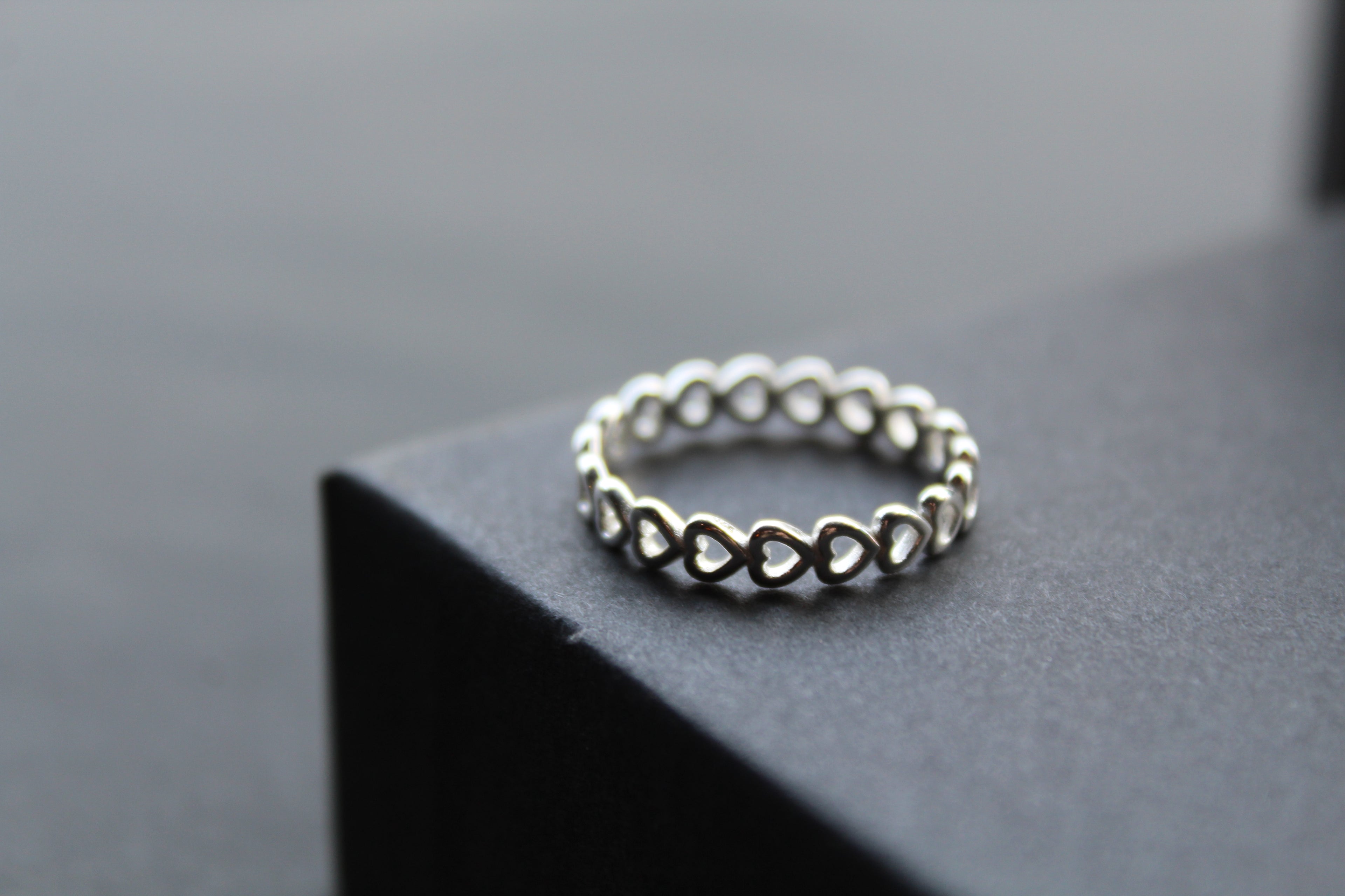 Open Silver Hearts Band Ring