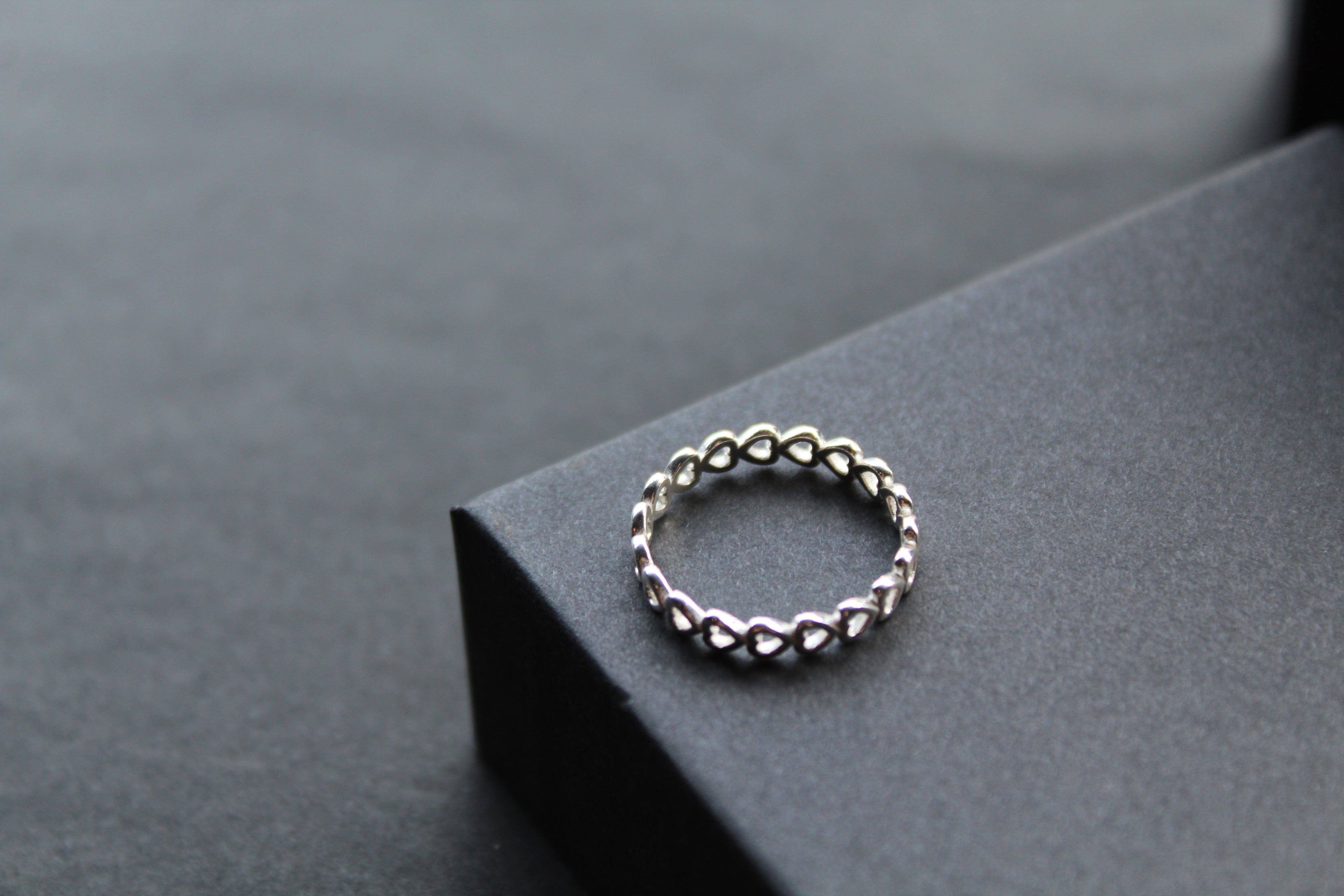Open Silver Hearts Band Ring