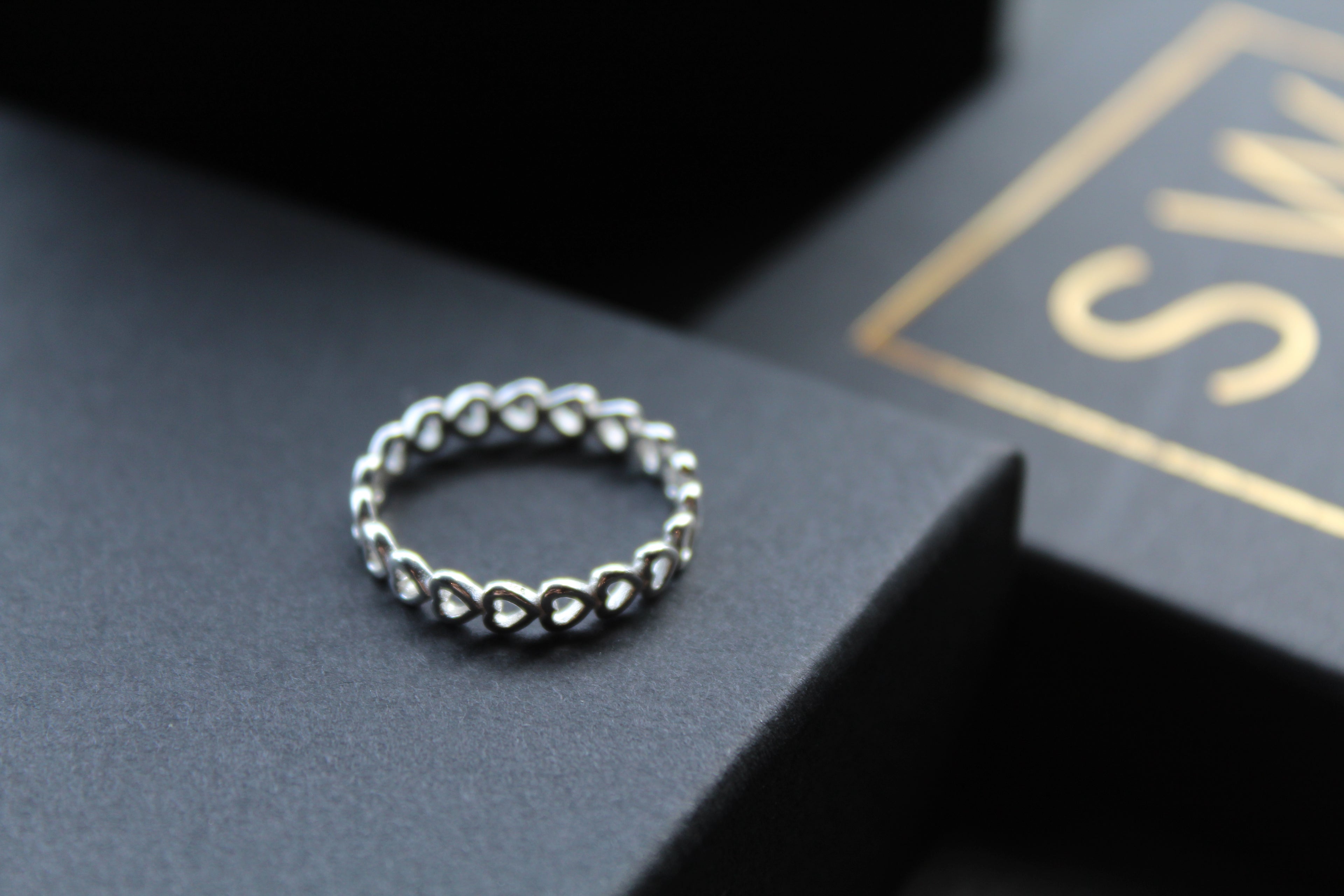 Open Silver Hearts Band Ring