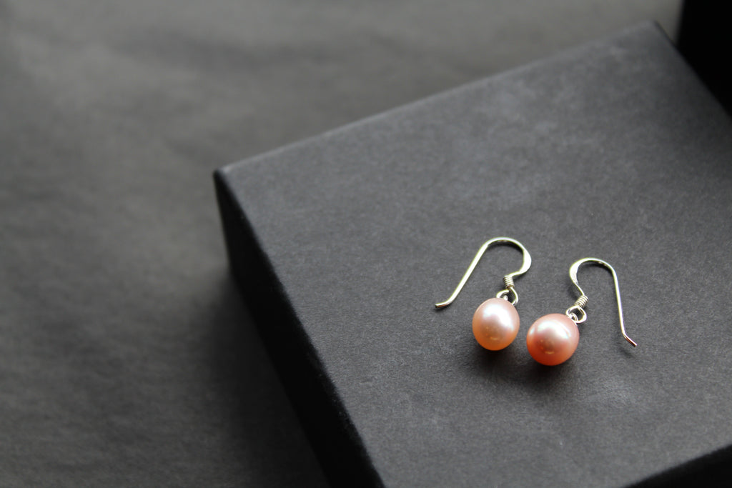 Peach Fresh Water Pearl Drop Earrings