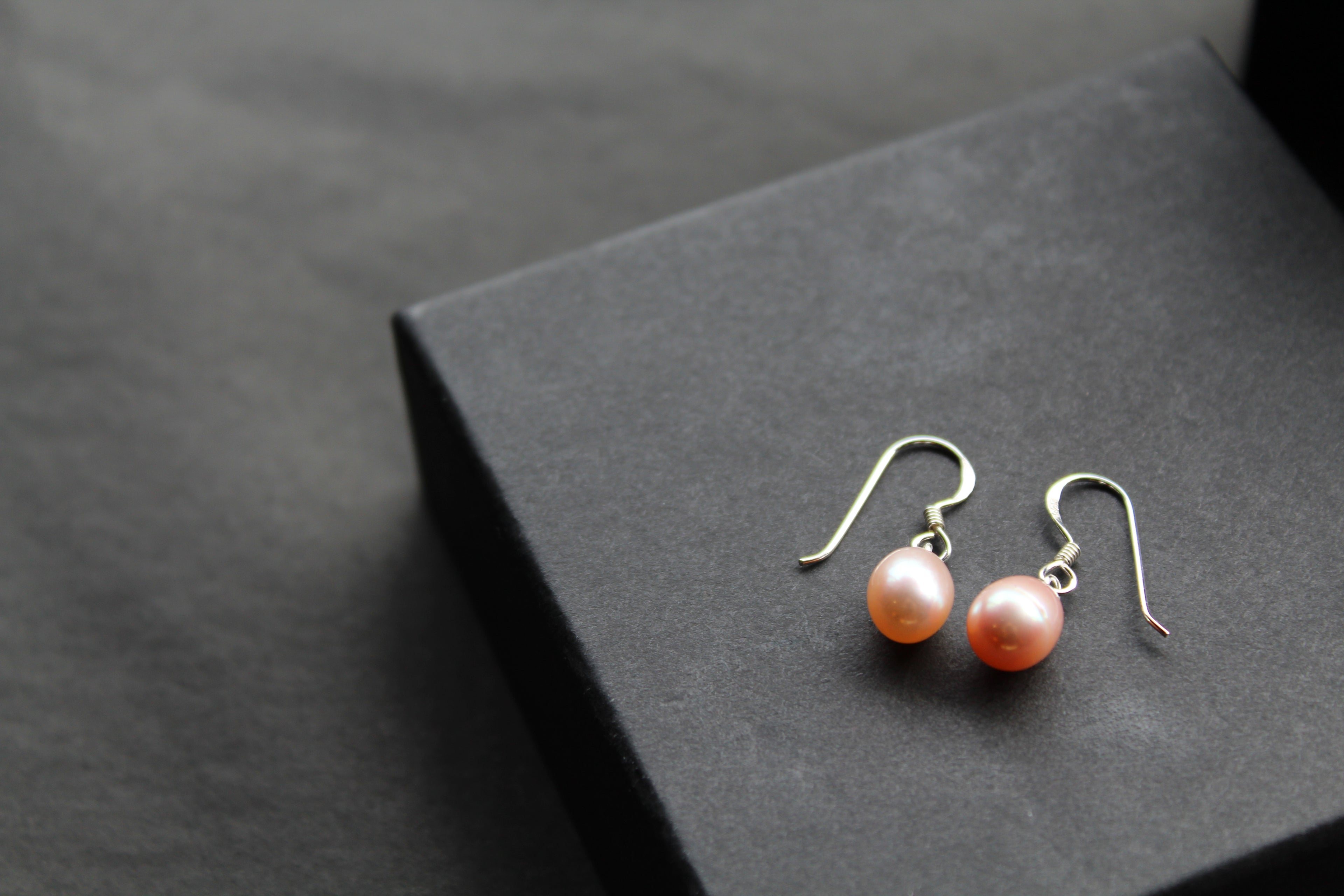 Peach Fresh Water Pearl Drop Earrings