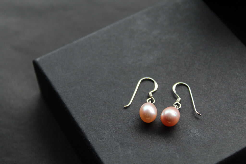 Peach Fresh Water Pearl Drop Earrings