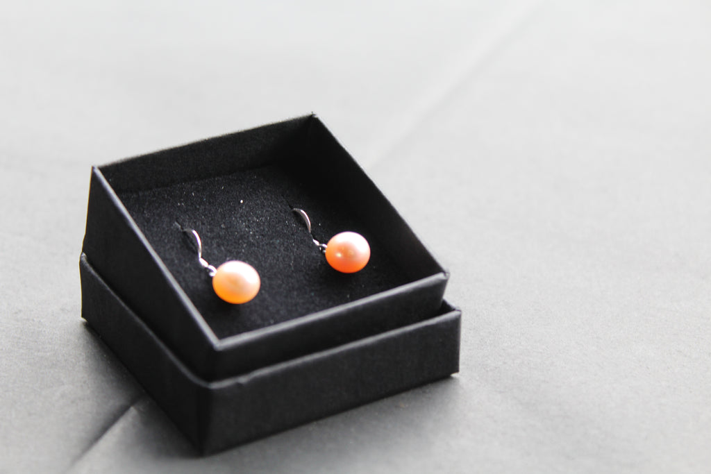 Peach Fresh Water Pearl Drop Earrings