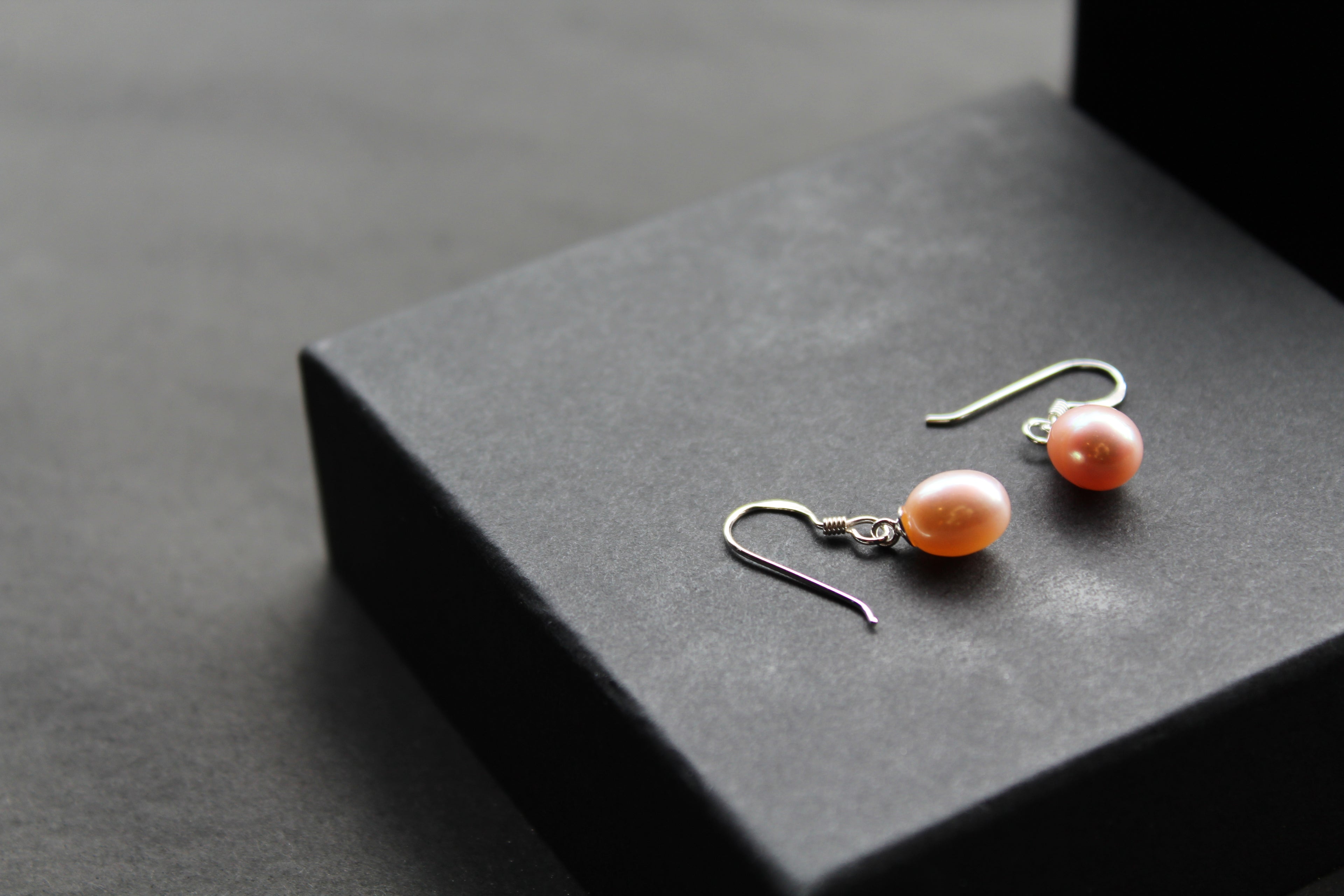 Peach Fresh Water Pearl Drop Earrings