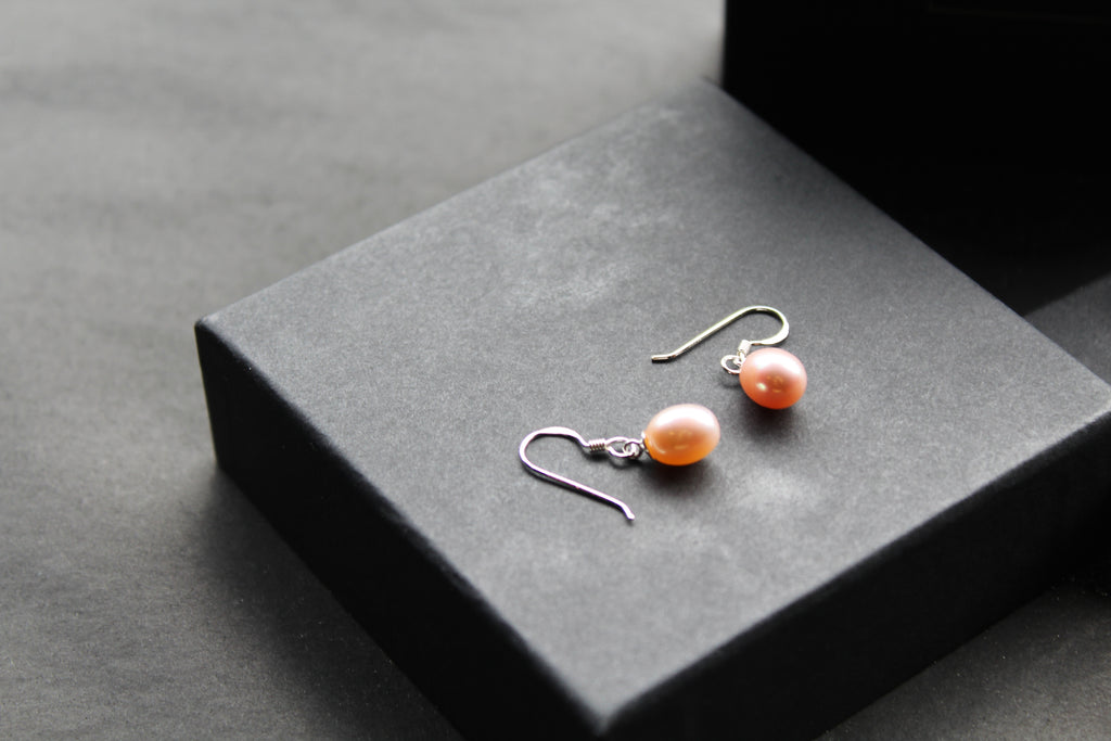 Peach Fresh Water Pearl Drop Earrings