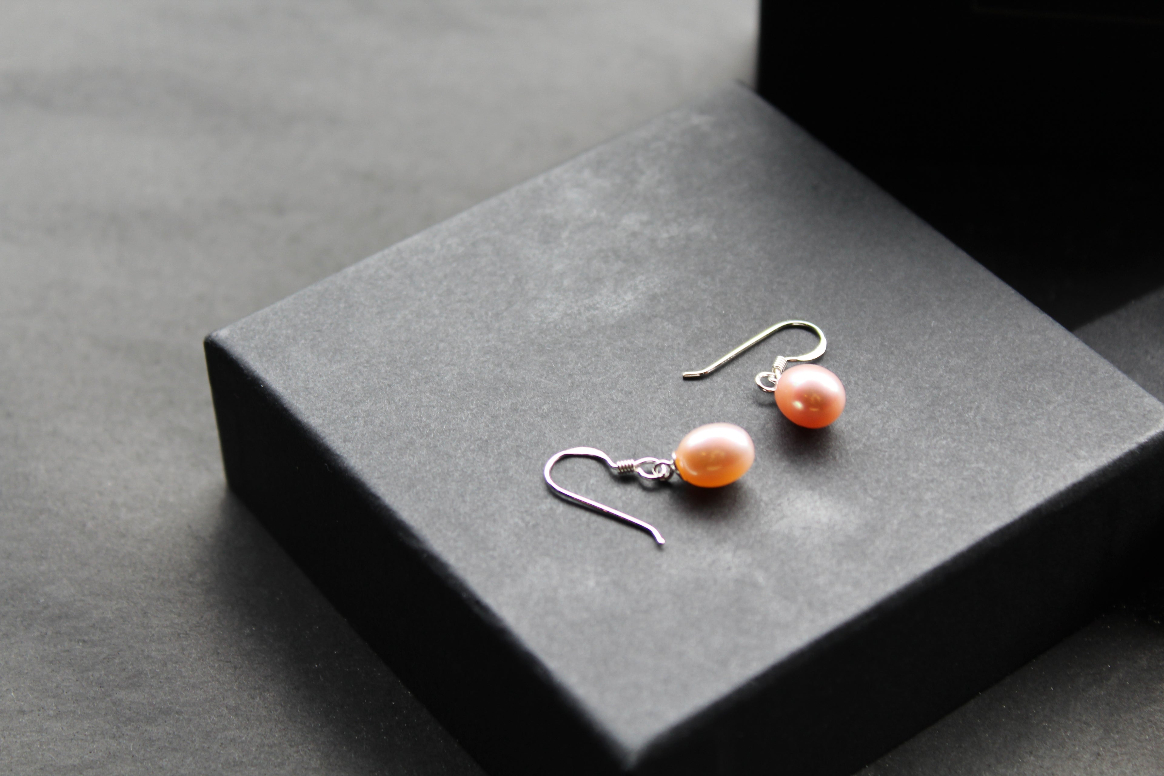 Peach Fresh Water Pearl Drop Earrings