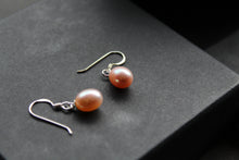 Load image into Gallery viewer, Peach Fresh Water Pearl Drop Earrings
