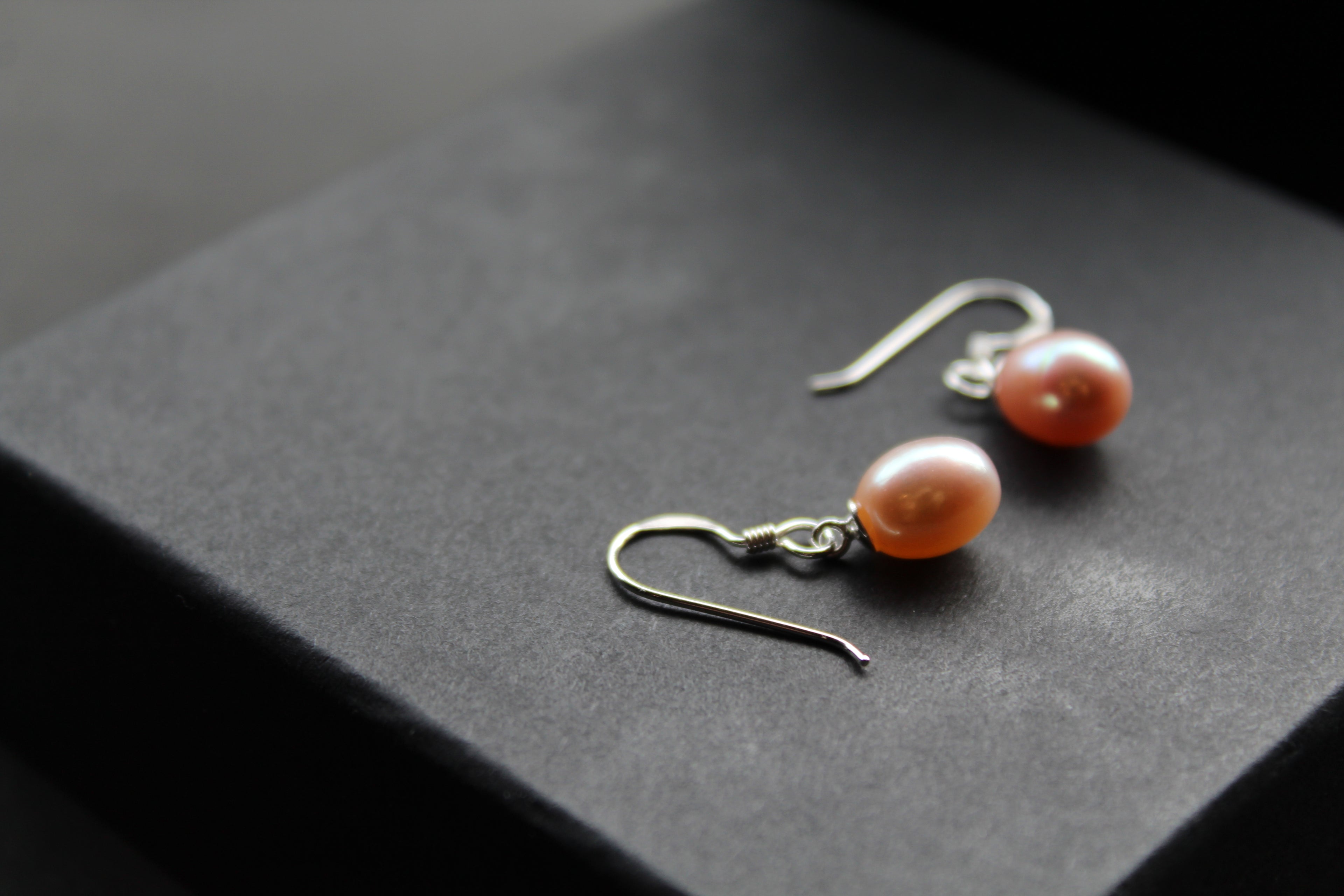 Peach Fresh Water Pearl Drop Earrings