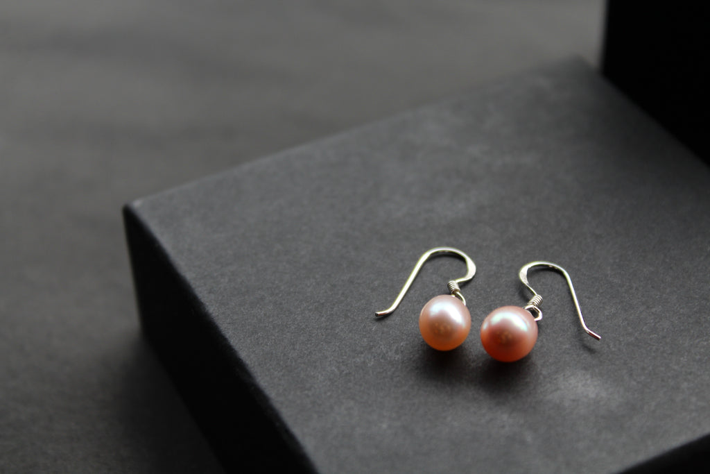 Peach Fresh Water Pearl Drop Earrings