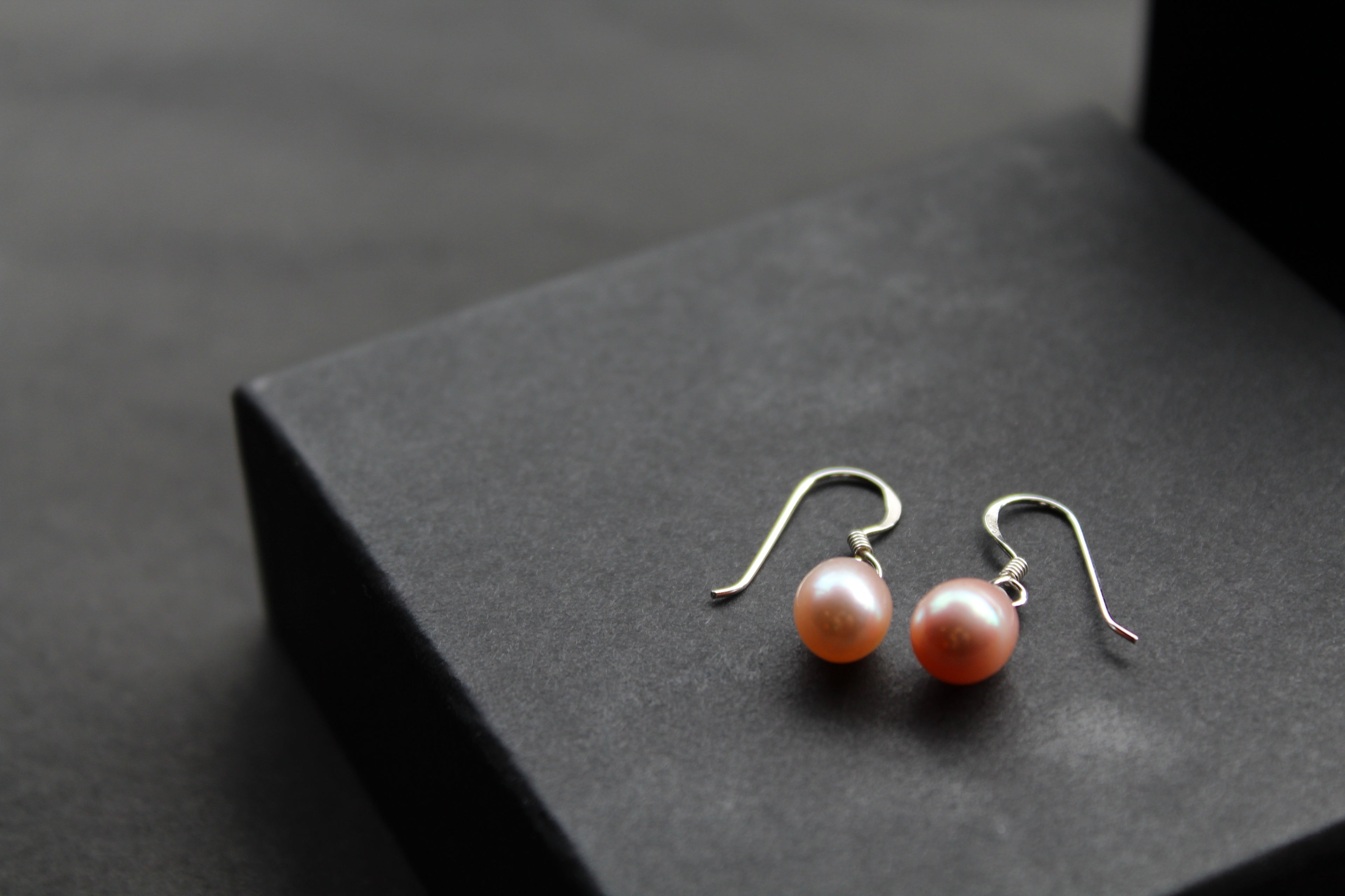 Peach Fresh Water Pearl Drop Earrings