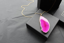 Load image into Gallery viewer, Pink Agate Crystal Long Length Gold Tone Necklace
