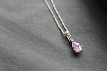 Load image into Gallery viewer, Pink CZ &amp; Silver Teardrop Pendant with 16-18&quot; Silver Chain
