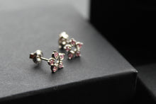 Load image into Gallery viewer, Pink Diamond Cubic Zirconia Flower Earrings
