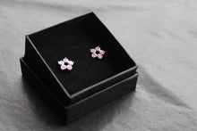 Load image into Gallery viewer, Pink Diamond Cubic Zirconia Flower Earrings
