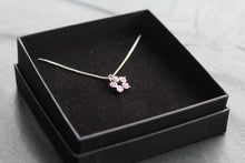 Load image into Gallery viewer, Pink Diamond Cubic Zirconia Flower Pendant with a 16-18&quot; Silver Chain
