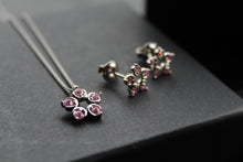 Load image into Gallery viewer, Pink Diamond Cubic Zirconia Flower Earrings

