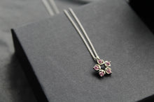 Load image into Gallery viewer, Pink Diamond Cubic Zirconia Flower Pendant with a 16-18&quot; Silver Chain
