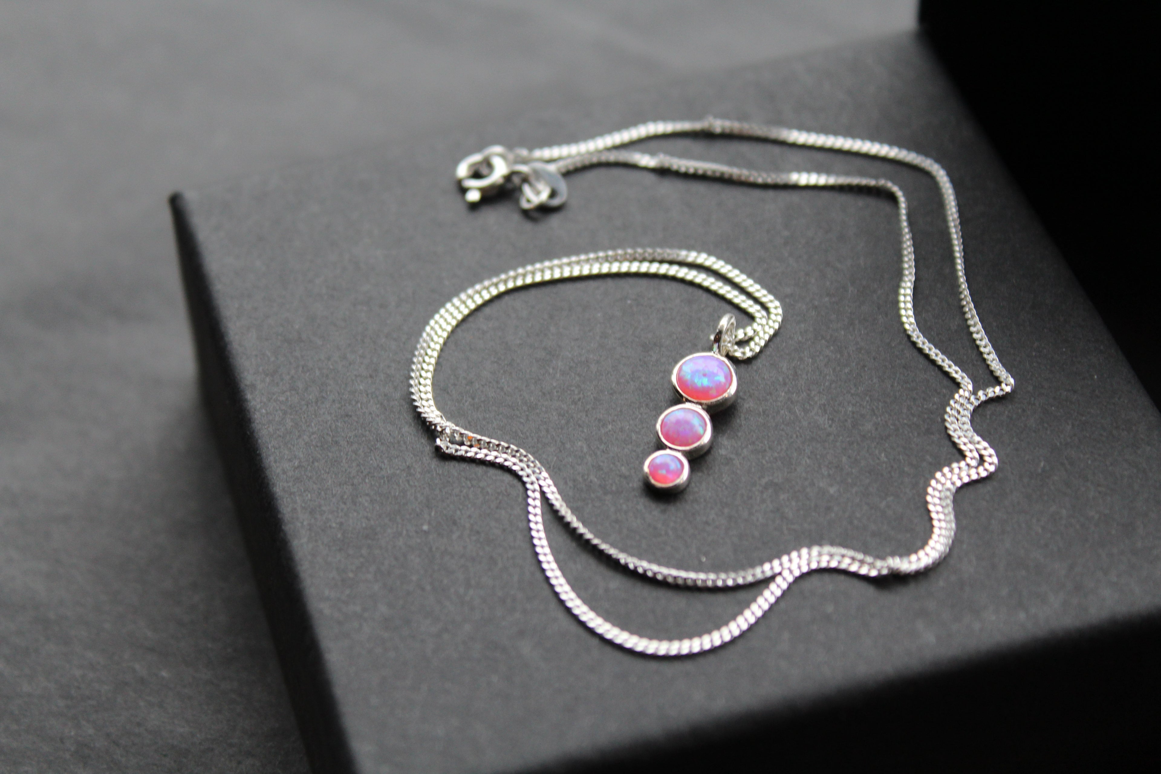 Pink Opal Trio Necklace