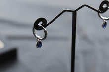 Load image into Gallery viewer, Plain Hinged Hoop with Sapphire Glass Teardrop
