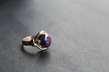 Load image into Gallery viewer, Purple Copper Turquoise Oval Ring
