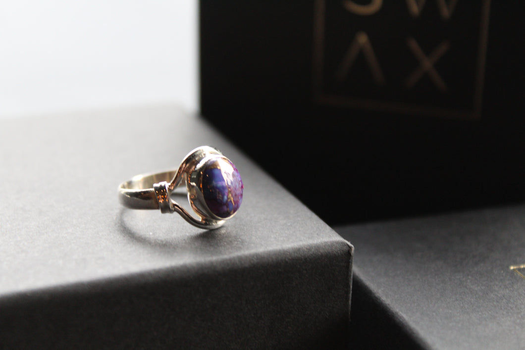 Purple Copper Turquoise Oval Ring
