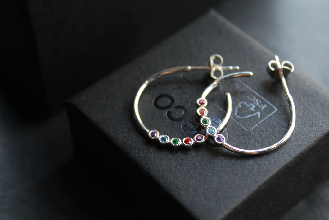 Rainbow Cubic Zirconia Hoops