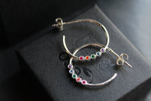 Load image into Gallery viewer, Rainbow Cubic Zirconia Hoops
