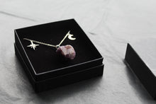 Load image into Gallery viewer, Raw Cut Amethyst Moon &amp; Star Necklace
