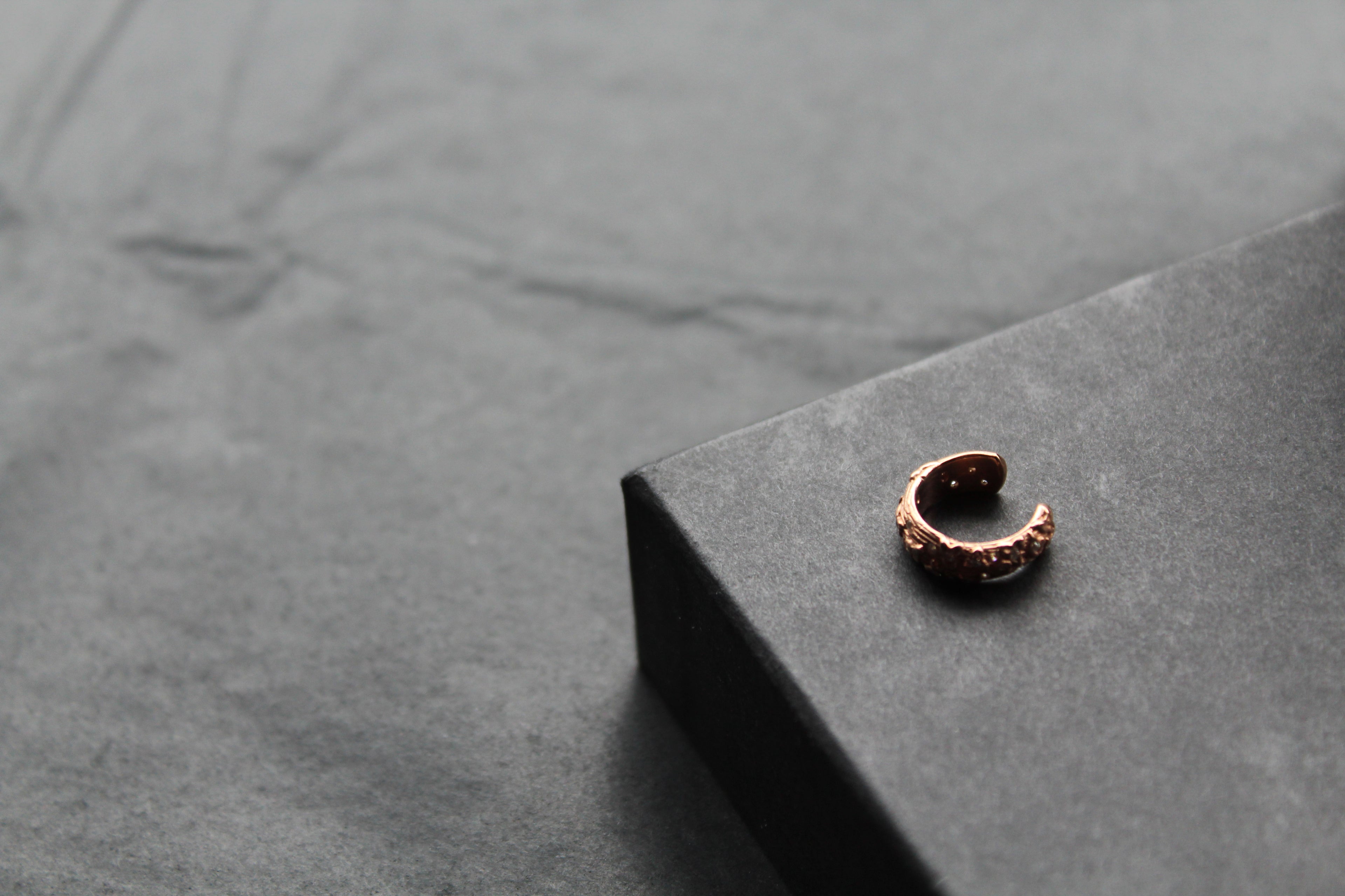Rose Gold Large Ivy Ear Cuff with Cubic Zirconia Stones