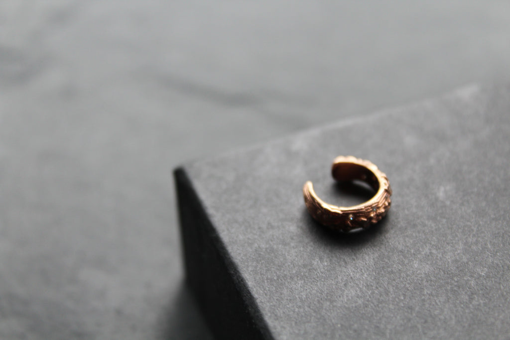 Rose Gold Large Ivy Ear Cuff with Cubic Zirconia Stones